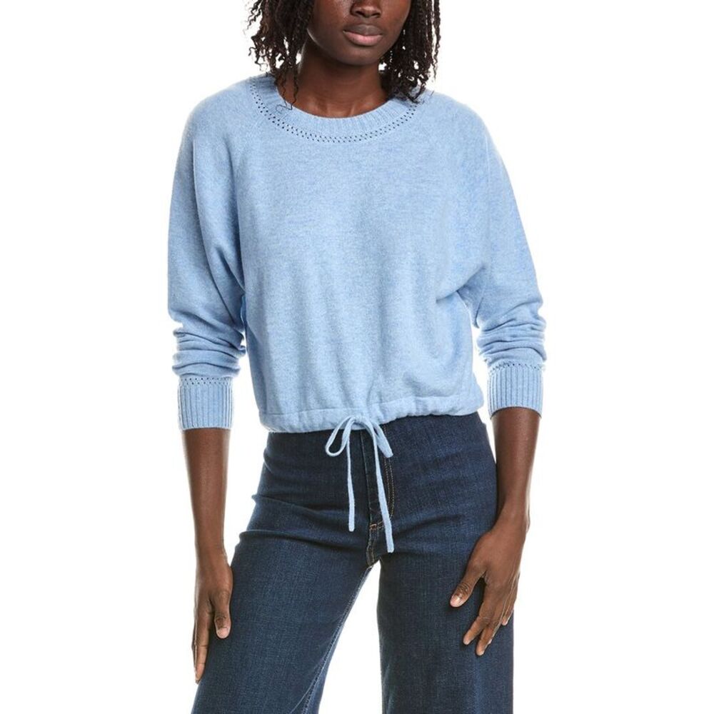 &Isla Womens  Daria Tie Hem 100% Cashmere Sweatshirt, Blue
